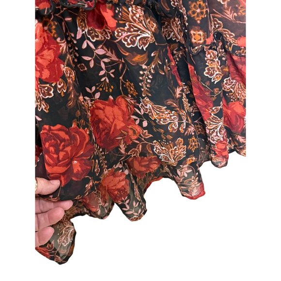 Maurices Y2K Dark Floral Romantic Fairy Whimsygoth Babydoll sheer dress Size S - Picture 8 of 12